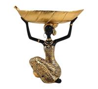 Générique Statues for Home Decor, Resin Boho, Tribal Art African Woman | Holding Leaves Bowl Statue for Desktop Garden Outdoor Indoor Dining Table Entryway Living Room