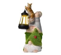Générique Statues Nain De Jardin | Sculptures Rigolotes en Résine avec Éclairage Solaire | Nains De Jardin Solaires avec Écureuil Portant Lanterne | pour Cour Pelouse Patio Porche Balcon Terrasse
