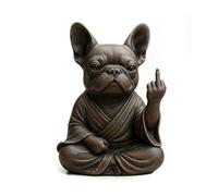 Générique Statuette de Bouledogue français en méditation, Figurine de Chien Zen Faisant Un Doigt d'honneur, décoration Humoristique en résine pour Bureau ou Jardin (#B)