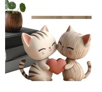 Générique Statuette De Chat,2D Plat Drôle en Forme d'animal en Bois | Figurines De Couple De Chats Amoureux - pour La Chambre, Romantique, Et pour Les Célébrations d'anniversaire des Femmes