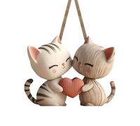 Générique Statuette De Chat | Deux Dimensions Plat en Bois | Figurines De Couple De Chats Amoureux - pour Halloween, Fêtes d'anniversaire, Célébrations De Couples