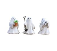 Générique Statuette de Fantôme en Résine 3 Pièces pour Jardin et Intérieur - Décorations d'Halloween Élégantes pour Pelouse, Table, Étagère, Plantes en Pot | Cadeau Festif Original
