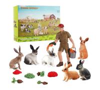 Générique Statuette de Lapin - 13 pièces d'animaux de la Ferme réalistes et éducatifs,Figurines de Lapin de Pâques pour Jouer,Décoration de Gâteaux de Printemps et Faveurs de Fête