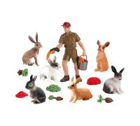 Générique Statuette de Lapin - 13 pièces d'animaux de la Ferme réalistes et éducatifs,Figurines Miniatures d'animaux Jouets - Décoration de Gâteaux de Printemps et Faveurs de Fête