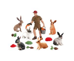 Générique Statuette de Lapin - 13 pièces d'animaux de la Ferme réalistes et éducatifs,Figurines Miniatures d'animaux Jouets - Décoration de Gâteaux de Printemps et Faveurs de Fête
