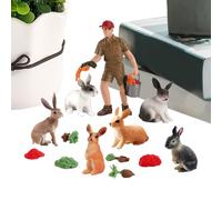 Générique Statuette de Lapin - 13 Pièces Figurines d'animaux de la Ferme Éducatives Réalistes - Figurines d'animaux de la Ferme | pour décorations de Printemps et Cadeaux de fête pour gâteaux