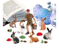 Générique Statuette de Lapin | 13 Pièces Figurines d'animaux de la Ferme Éducatives Réalistes,Figurines Miniatures d'animaux Jouets,pour décorations de Printemps et Cadeaux de fête pour gâteaux