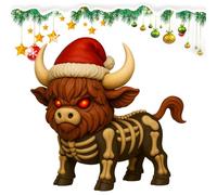 Générique Statuette De Vache Highland - Décorations Bovines pour La Maison - Figurine en Résine Air Fâché Portant Chapeau du Père Noël Thème Noël pour Intérieur Extérieur Salon Chambre Étagère Jardin