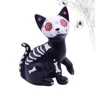 Générique Statuette Halloween - Ornement Sculptural de Bureau | Figurine Décorative de Chat et Chien Squelette pour Table de Salle à Manger, Table de Chevet et Étagère