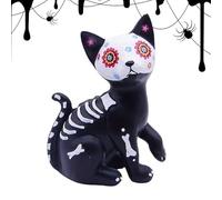 Générique Statuette Halloween - Ornement Sculptural de Bureau,Figurine Décorative de Chat et Chien Squelette pour Table de Salle à Manger, Table de Chevet et Étagère