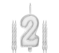 Générique STC - Bougies Chiffre 2 MÈCHE Magique 11CM Blanc