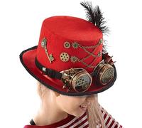Générique Steam Punk Hat - Felt, Adjustable Top Hat With Goggles Design | Costume Headwear For Theater And Cosplay, Steampunk Outfit Accessory For Men, Women, Teens, Adults, Circus, Renaissance Fair