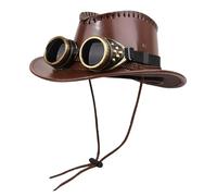 Générique Steampunk Hat, Cowboy Hats, 22.05-22.83 Inches Large Brim Headwear With Goggles Decor, Western Costume Caps for Party, Festival, Event, Cosplay, Shows, Masquerade, Photoshoot