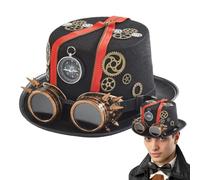 Générique Steampunk Top Hat - Vintage Felt Costume Hat With Goggles