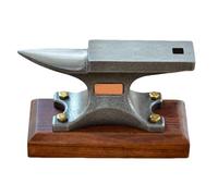 Générique Steel Anvil - Small Blacksmith Horn | Forged Metal Block with Wood Base for Chiseling Bending Straightening Hardening, Craft Tool for Metalsmith Silversmith Hobby Projects