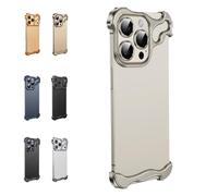 Générique SteelGuard 17 Pro Phone Case, Minimalist Metal Design, Corner and Camera Protection and Heat Dissipation (iPhone16,Gray)