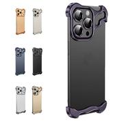 Générique SteelGuard 17 Pro Phone Case, Minimalist Metal Design, Corner and Camera Protection and Heat Dissipation (iPhone13,Purple)