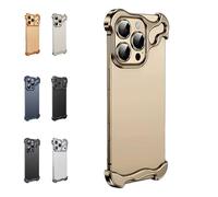 Générique SteelGuard 17 Pro Phone Case, Minimalist Metal Design, Corner and Camera Protection and Heat Dissipation (iPhone14Pro,Rose Gold)