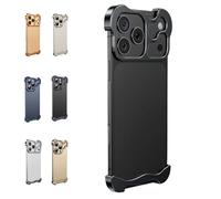 Générique SteelGuard 17 Pro Phone Case, Minimalist Metal Design, Corner and Camera Protection and Heat Dissipation (iPhone15Pro,Black)