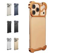 Générique SteelGuard 17 Pro Phone Case, Minimalist Metal Design, Corner and Camera Protection and Heat Dissipation (iPhone16Pro,Orange)