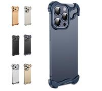 Générique SteelGuard 17 Pro Phone Case, Minimalist Metal Design, Corner and Camera Protection and Heat Dissipation (iPhone13Pro,Blue)