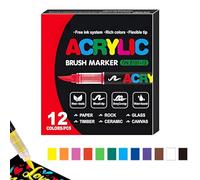 Générique Stellaya Acrylic Markers, Stellaya Acrylic Paint Markers, Stellaya Acrylic Markers for Coloring Books, Stellaya Straight Liquid Acrylic Marker, Coloring Markers for Adults (12PCS)