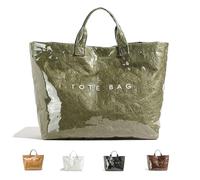 Générique Stellaya Tote Bag, 2025 New Womens Letters Thick Pvc Tote Bag, Stellaya Womens Letters Print Large Kraft Paper (Green)