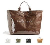 Générique Stellaya Tote Bag, 2025 New Womens Letters Thick Pvc Tote Bag, Stellaya Womens Letters Print Large Kraft Paper (Brown)