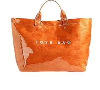 Générique Stellaya Womens Letters Print Tote Bag, Stellaya Fashion Retro Tote Bag, Clear PVC Waterproof Kraft Paper Handbag (Orange)