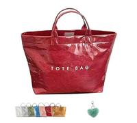 Générique Stellaya Womens Letters Print Tote Bag, Stellaya Fashion Retro Tote Bag, Large PVC Kraft Material (Red)