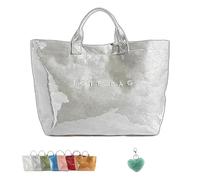 Générique Stellaya Womens Letters Print Tote Bag, Stellaya Fashion Retro Tote Bag, Large PVC Kraft Material (Silver)