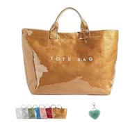 Générique Stellaya Womens Letters Print Tote Bag, Stellaya Fashion Retro Tote Bag, Large PVC Kraft Material (Khaki)