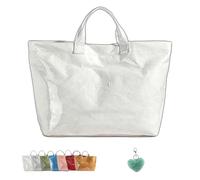Générique Stellaya Womens Letters Print Tote Bag, Stellaya Fashion Retro Tote Bag, Large PVC Kraft Material (White)