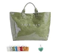Générique Stellaya Womens Letters Print Tote Bag, Stellaya Fashion Retro Tote Bag, Large PVC Kraft Material (Green)