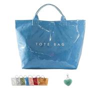 Générique Stellaya Womens Letters Print Tote Bag, Stellaya Fashion Retro Tote Bag, Large PVC Kraft Material (Blue)