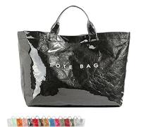 Générique Stellaya Womens Letters Print Tote Bag,Stellaya Fashion Retro Tote Bag,PVC Large Kraft Paper for Women (Black)