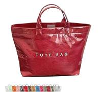 Générique Stellaya Womens Letters Print Tote Bag,Stellaya Fashion Retro Tote Bag,PVC Large Kraft Paper for Women (Dark red)