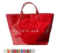 Générique Stellaya Womens Letters Print Tote Bag,Stellaya Fashion Retro Tote Bag,PVC Large Kraft Paper for Women (Red)