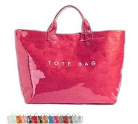 Générique Stellaya Womens Letters Print Tote Bag,Stellaya Fashion Retro Tote Bag,PVC Large Kraft Paper for Women (Dark pink)