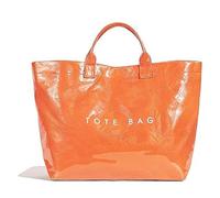 Générique Stellayas Womens Letters Print Tote Bag,New Women's PVC Kraft Paper Tote Bag,Stellaya Fashion Retro Totes Bags (Orange)