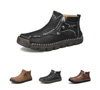 Générique Stepthetop Motorcycle Boots (Hand-Stitched Genuine Leather Boots) (Wide Toe, Waterproof, Anti-Slip) Suitable for Work, Driving, Hiking (Black,41)