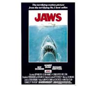 Générique Steven Spielberg, Affiche de Film Jaws, Décoration Murale, Les Dents de la Mer, 28x43 cm, 69x102 cm, 105x154,5 cm, Papier Satiné (69x102cm)