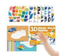 Générique Sticker Book - Educational Travel Activity 3D Geometric Collage Sticker for Kids Stickers by Numbers Book Puzzle Learning Toy for Airplane Car Train Home