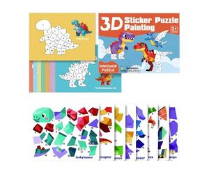 Générique Sticker Book - Educational Travel Activity 3D Geometric Collage Sticker for Kids Stickers by Numbers Book Puzzle Learning Toy for Airplane Car Train Home