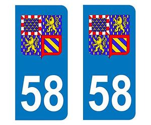 Générique Sticker immatriculation 58 - Blason Bourgogne Franche-Comté - Auto