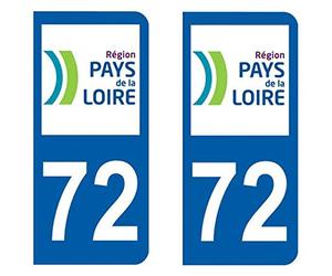 Générique Sticker immatriculation 72 - Sarthe - Auto