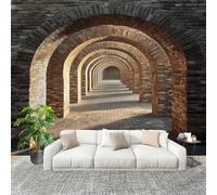 Générique Sticker Mural 3D Papier Peint Panoramique ArcaArchitecturale RéTro Peler Et Coller Fresque Murale 250x175 cm Brun Papier Peint Photo Créatif enfants DIY Salon intérieure Bureau Crèche