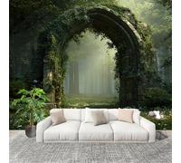 Générique Sticker Mural 3D Papier Peint Panoramique Contes De FéEs ForêTs Paysages Peler Et Coller Fresque Murale 350x256 cm Vert Papier Peint Photo Créatif enfants DIY Salon intérieure Bureau Crèche