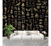 Générique Sticker Mural 3D Papier Peint Panoramique éGypteCultureThèMe Peler Et Coller Fresque Murale 350x256 cm Noir Papier Peint Photo Créatif enfants DIY Salon intérieure Bureau Crèche