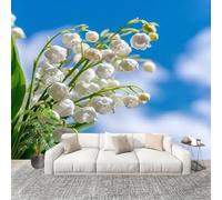 Générique Sticker Mural 3D Papier Peint Panoramique Frais ChampêTre Floral Peler Et Coller Fresque Murale 400x280 cm Bleu Papier Peint Photo Créatif enfants DIY Salon intérieure Bureau Crèche